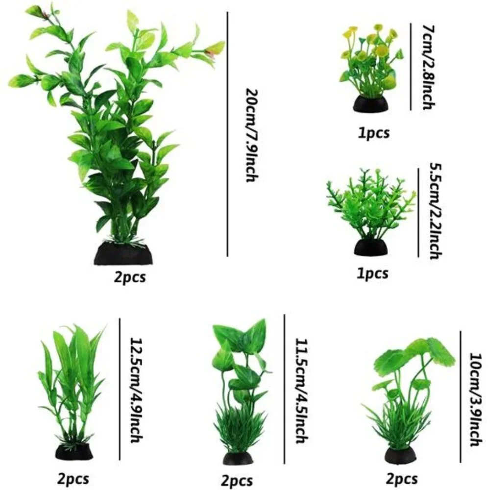 Fish Tank Accessories Green Plants, 10pcs Green Fish Tank Decorations,